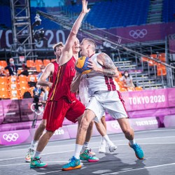 Tokija2020: Basketbols 3x3, LAT-BEL. Foto: LOK/Mikus Kļaviņš