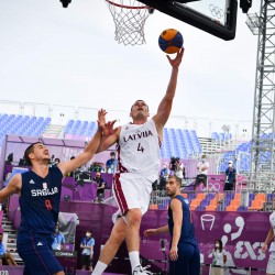 Tokija2020: Basketbols 3x3, LAT-SRB. Foto: LOK/ Ilmārs Znotiņš