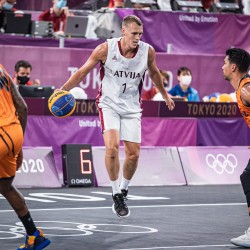Tokija2020: Basketbols 3x3, LAT-NED. Foto: LOK/ Mikus Kļaviņš