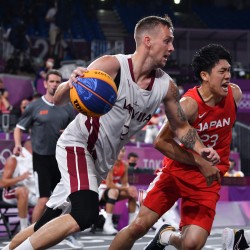 Tokija2020: Basketbols 3x3, LAT-JPN. Foto: LOK/ Ilmārs Znotiņš